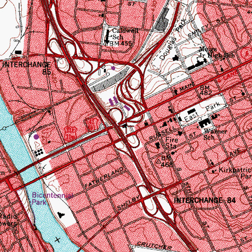 Topographic Map of First Presbyterian Church, TN