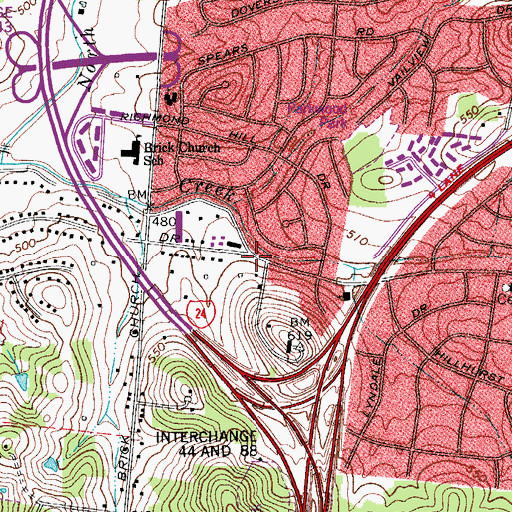 Topographic Map of Foster Chapel Missionary Baptist Church, TN