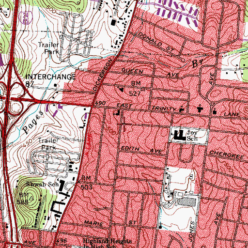 Topographic Map of Full Gospel Church of Jesus Christ, TN