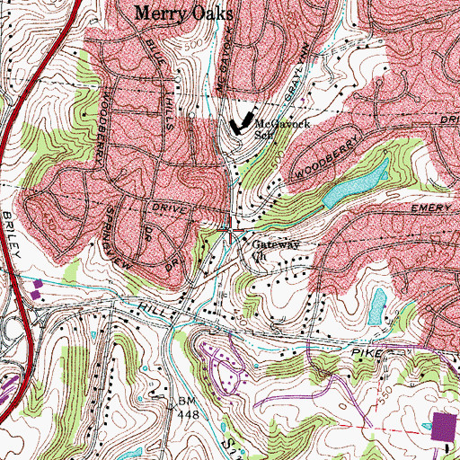 Topographic Map of Gateway Baptist Church, TN