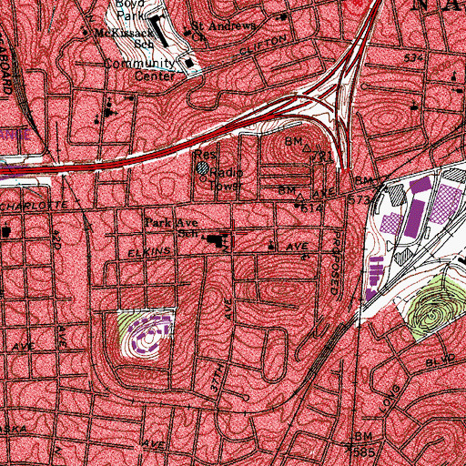 Topographic Map of Grace Evangelical Church, TN