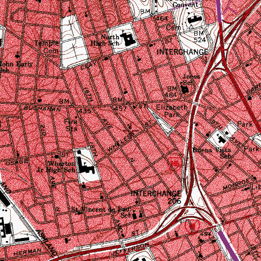 Topographic Map of Grace Interdenominational Church, TN