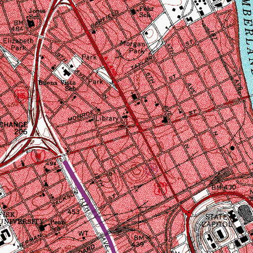 Topographic Map of Greater First Street Baptist Church, TN
