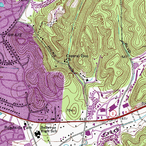 Topographic Map of Greater Nashville Unitarian Universalist Congregation, TN
