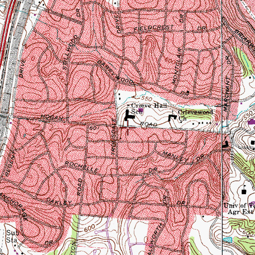 Topographic Map of Harmony Mennonite Church, TN