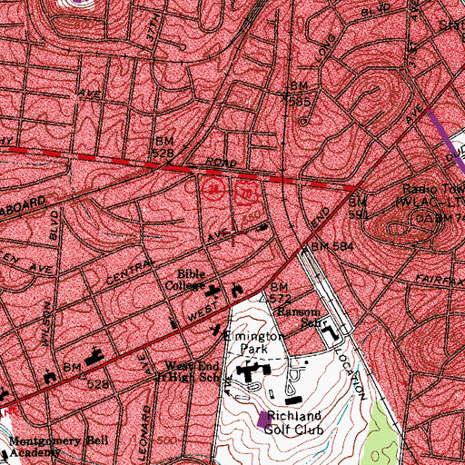 Topographic Map of Hermitage Community Church, TN