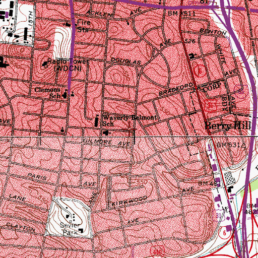 Topographic Map of Hills Tabernacle, TN
