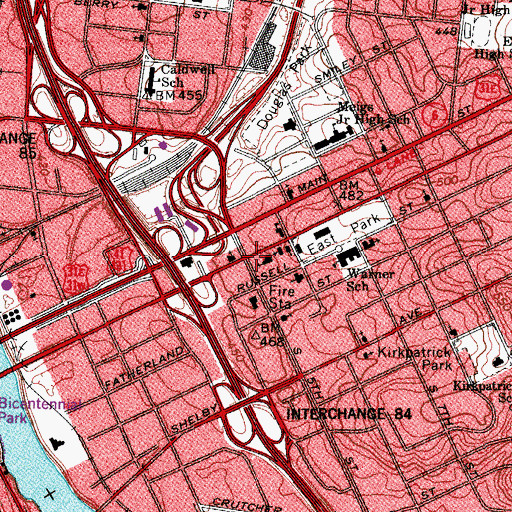 Topographic Map of Holy Name Church, TN