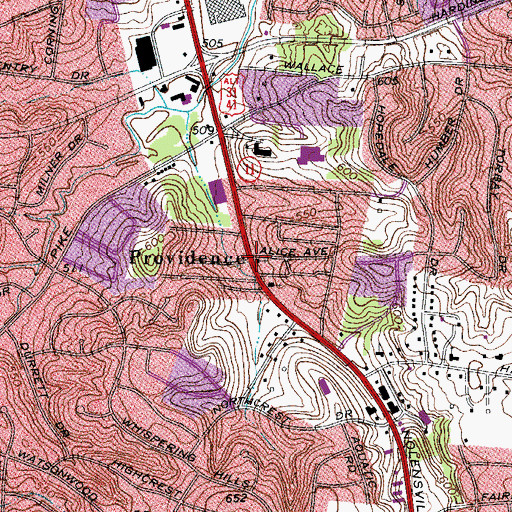 Topographic Map of Iglesia Latino Americana Unida, TN