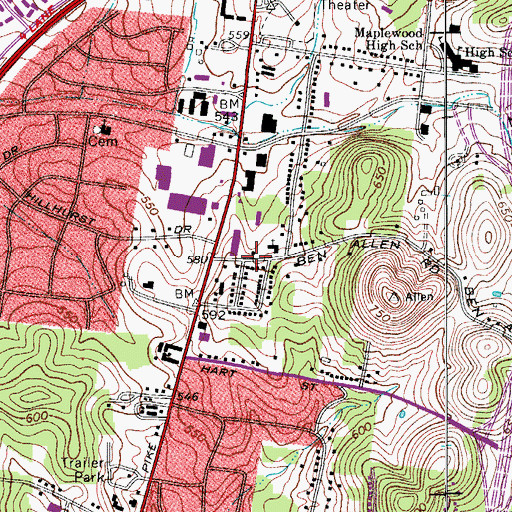 Topographic Map of Love Cathedral, TN