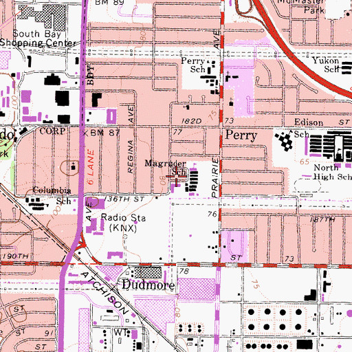 Topographic Map of Philip Magruder Middle School, CA