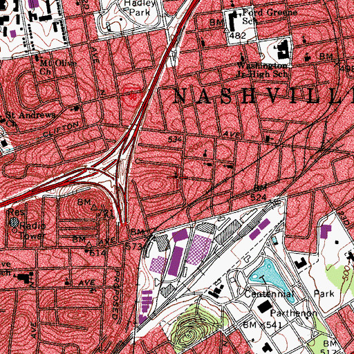 Topographic Map of Mount Hopewell Baptist Church, TN