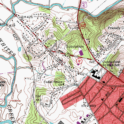 Topographic Map of Mount Sinai Cumberland Presbyterian Church, TN