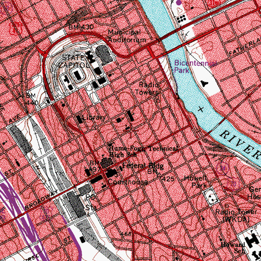 Topographic Map of Nashville Area United Methodist Church, TN