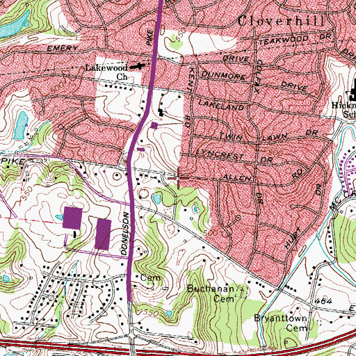 Topographic Map of Nashville Hanshin Community Church, TN