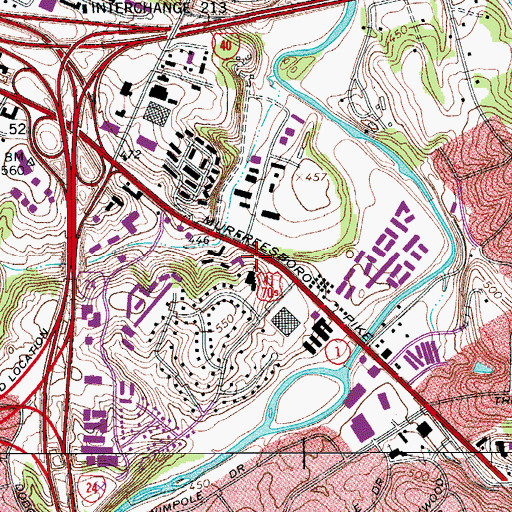 Topographic Map of Nashville Inner City Church of Christ, TN