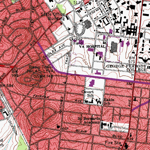Topographic Map of Natchez Trace Church of Christ Hospitality House, TN