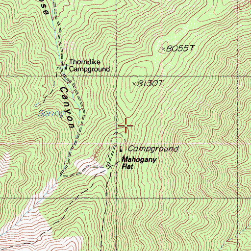 Topographic Map of Mahogany Flat, CA