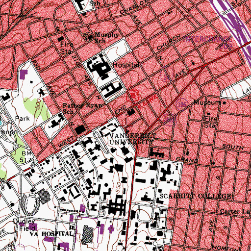 Topographic Map of Baker Building, TN