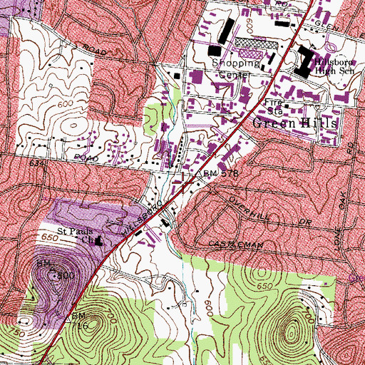 Topographic Map of Baptist Center For Ethics, TN