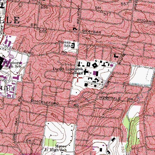 Topographic Map of Beaman Library, TN