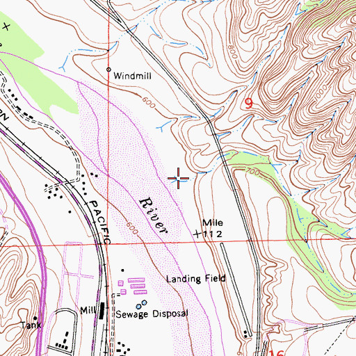 Topographic Map of Mahoney Canyon, CA