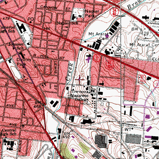 Topographic Map of Benson Residence Hall, TN
