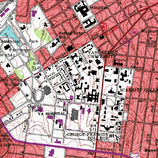Topographic Map of Bishop Joseph Johnson Black Cultural Center, TN