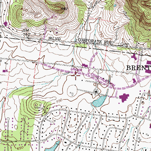Topographic Map of Brentwood Fire Department, TN