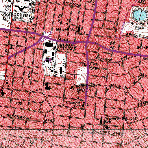 Topographic Map of Bruin Hills Club House, TN