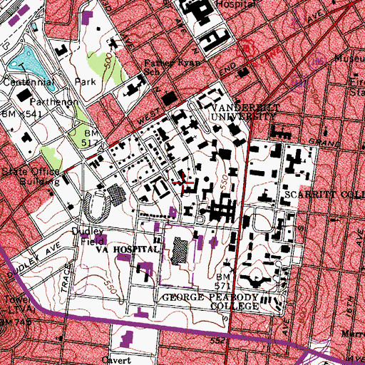 Topographic Map of Bryan Building, TN