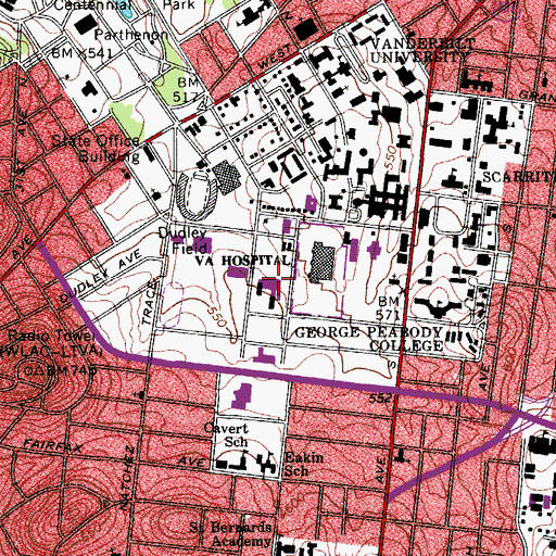 Topographic Map of Chaffin Place, TN