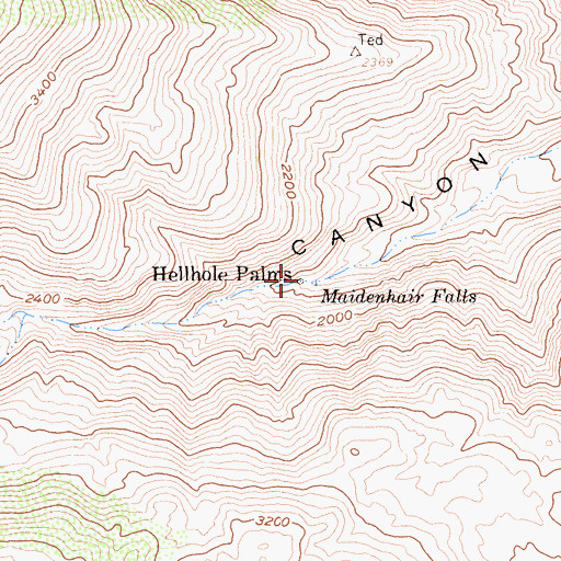 Topographic Map of Maidenhair Falls, CA