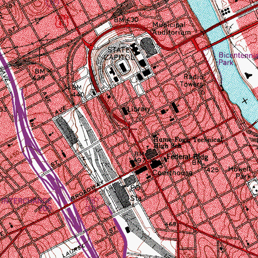 Topographic Map of Cleveland Public Library, TN