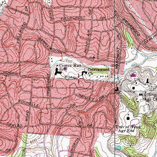 Topographic Map of Crievewood Baptist Church Christian Recreation Center, TN