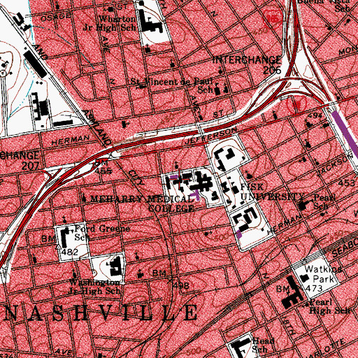 Topographic Map of Daniel T Rolfe Student Center, TN