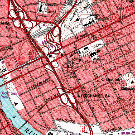 Topographic Map of Davidson County Fire Department, TN