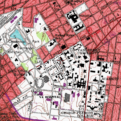 Topographic Map of Delphi Building, TN