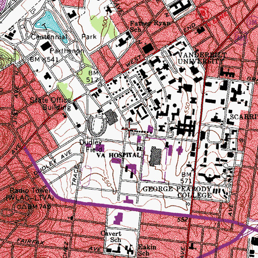 Topographic Map of E Bronson Ingram Studio Arts Center, TN