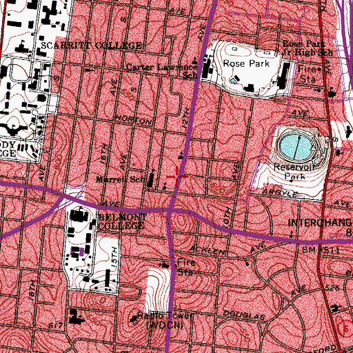 Topographic Map of Edgehill Branch Nashville and Davidson Public Library, TN