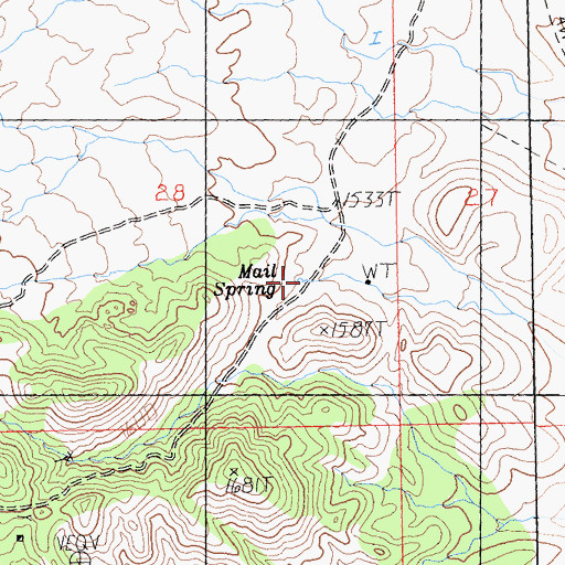 Topographic Map of Mail Spring, CA