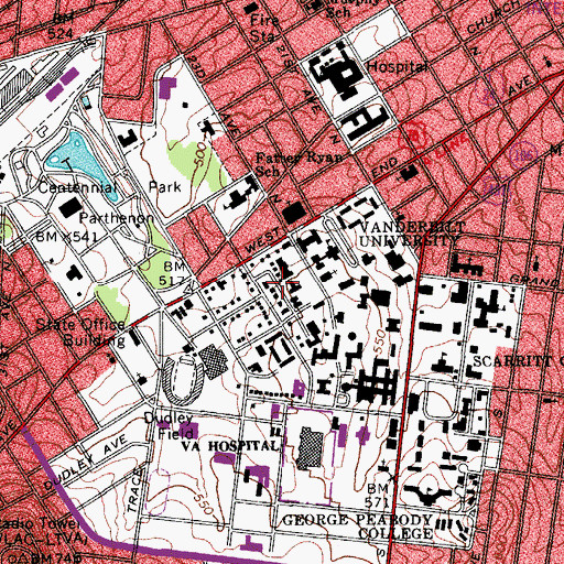 Topographic Map of Euclid Building, TN