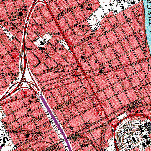 Topographic Map of Fifteenth Avenue Baptist Church Day Care Center, TN