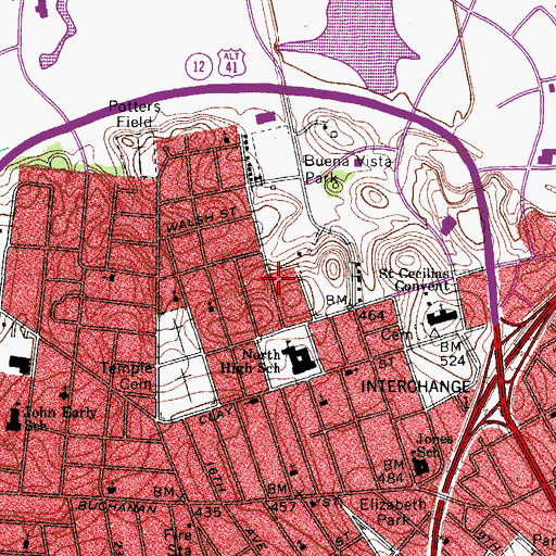 Topographic Map of First Response Center, TN