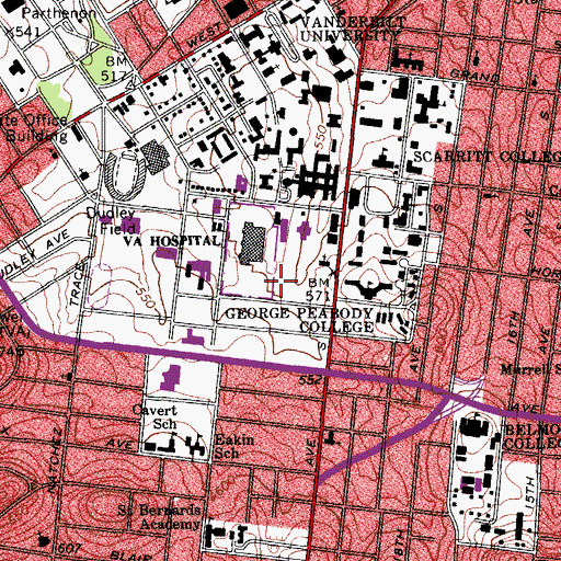 Topographic Map of Frances William Preston Cancer Research Building, TN