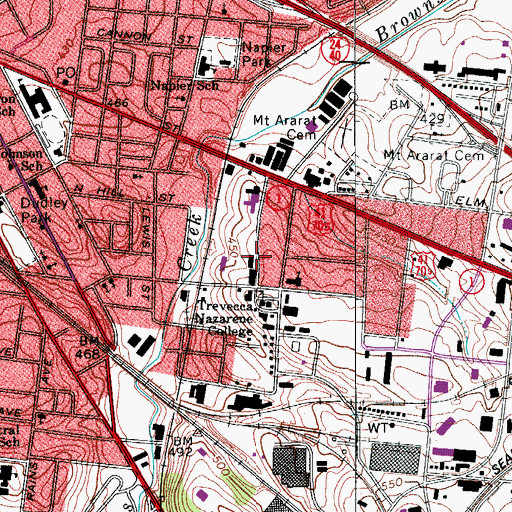 Topographic Map of Greathouse Science Building, TN