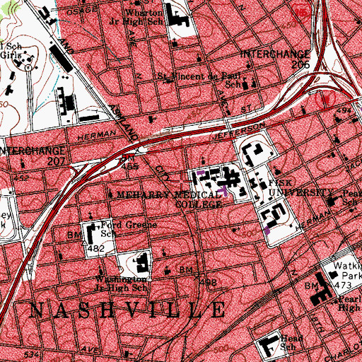 Topographic Map of Harold D West Basic Sciences Center, TN