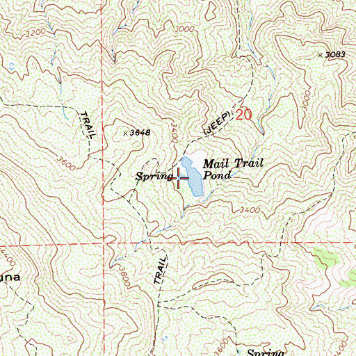 Topographic Map of Mail Trail Pond, CA