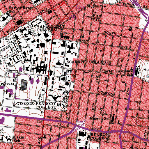 Topographic Map of John Seigenthaler Center, TN