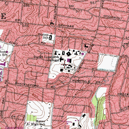 Topographic Map of Johnson Hall, TN